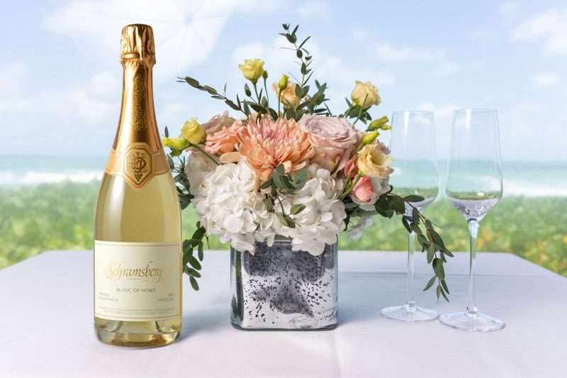 Small Table Centerpiece & Bottle Of Schramsberg